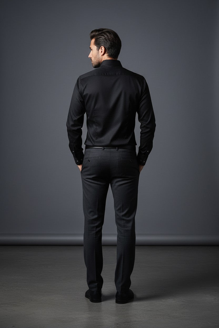 BLACK DRESS SHIRT 100% COTTON