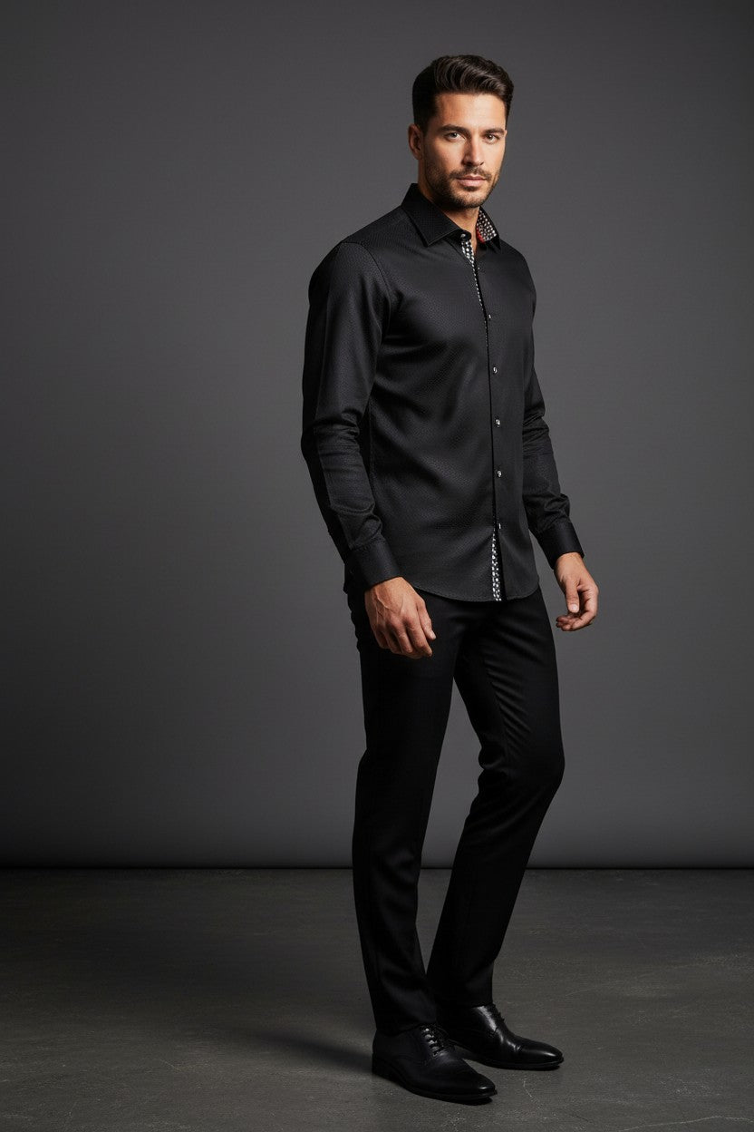 BLACK DRESS SHIRT 100% COTTON