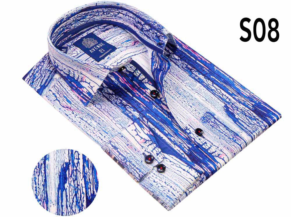 Abstract Brushstroke Dress Shirt - Blue & Purple