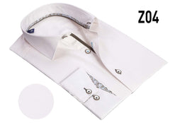 VECS-Z04 Ivory Elegance Contrast Trim Shirt