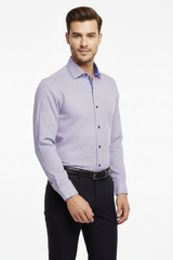 VECS-Z45 Lilac Geo Contrast Trim Shirt