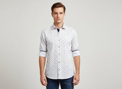VECS-Z50 White Raindrop Contrast Trim Shirt