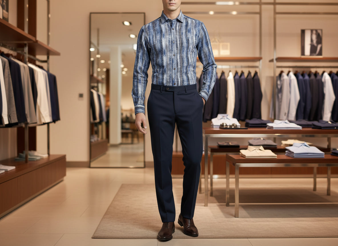 VECS-Z64 Blue Horizon Textured Stripe Shirt