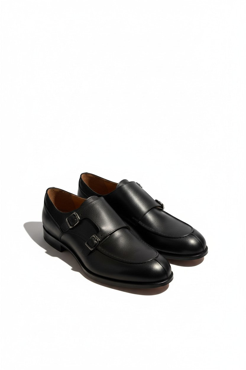 Handcrafted Double Monk Strap Leather Shoe