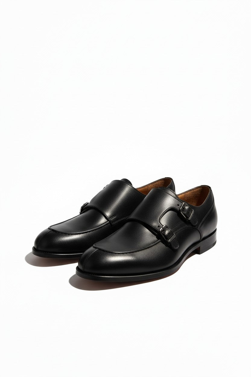 Handcrafted Double Monk Strap Leather Shoe