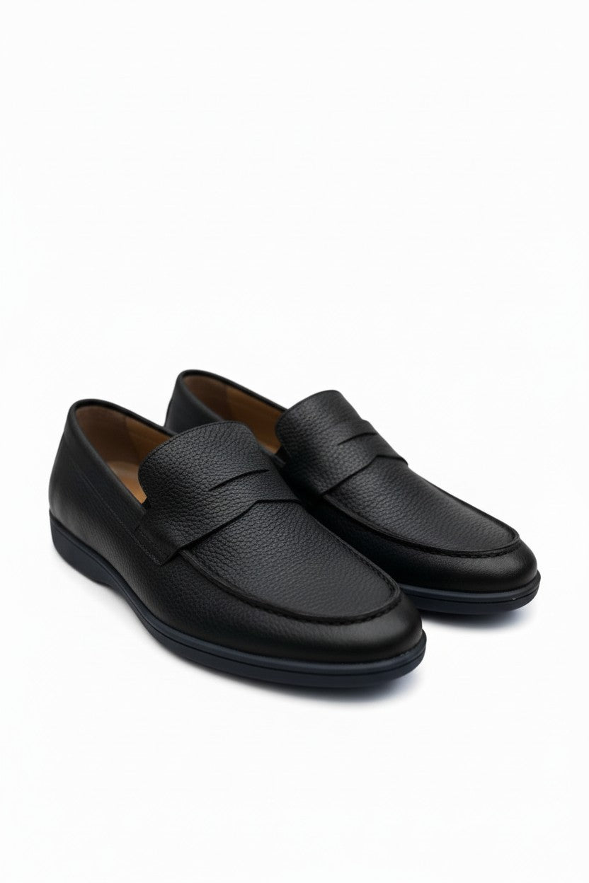 Vercini Men's Classic Leather Loafers in Black
