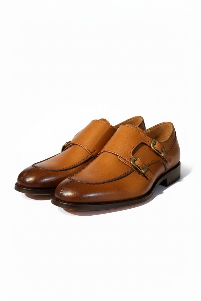 Handcrafted Double Monk Strap Leather Shoe