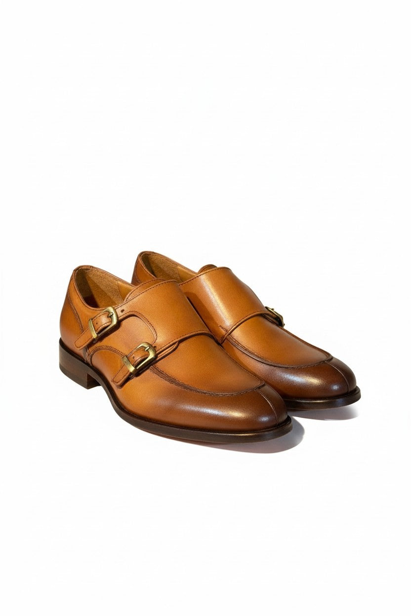 Handcrafted Double Monk Strap Leather Shoe