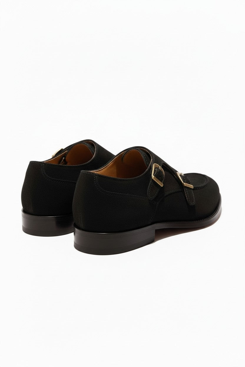 Handcrafted Brown Suede Double Monk Strap Shoe