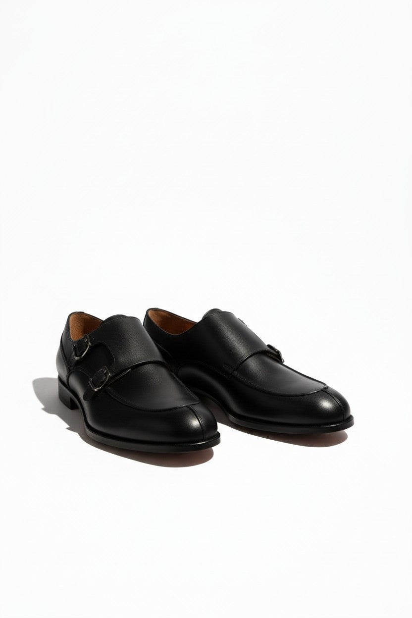 Handcrafted Double Monk Strap Leather Shoe