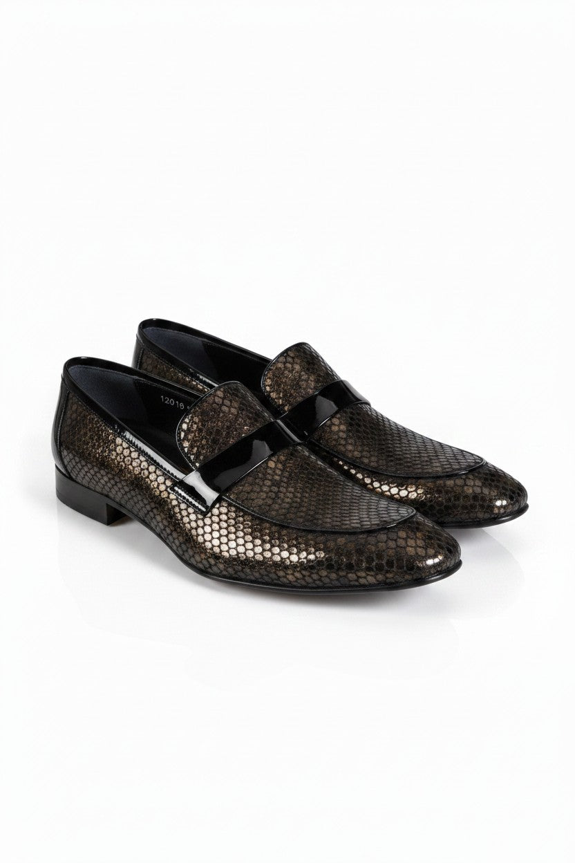 Vercini Honeycomb Snake-Embossed Horsebit Loafer
