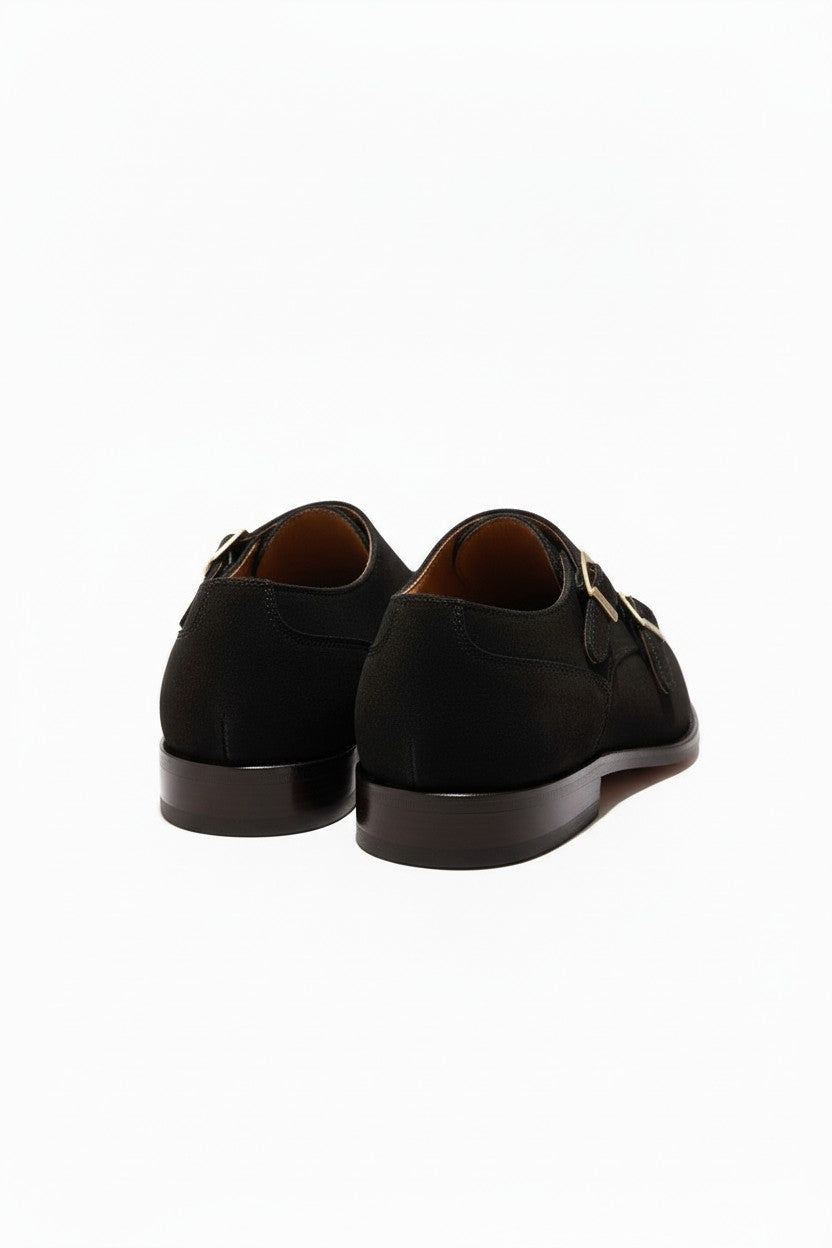 Handcrafted Brown Suede Double Monk Strap Shoe