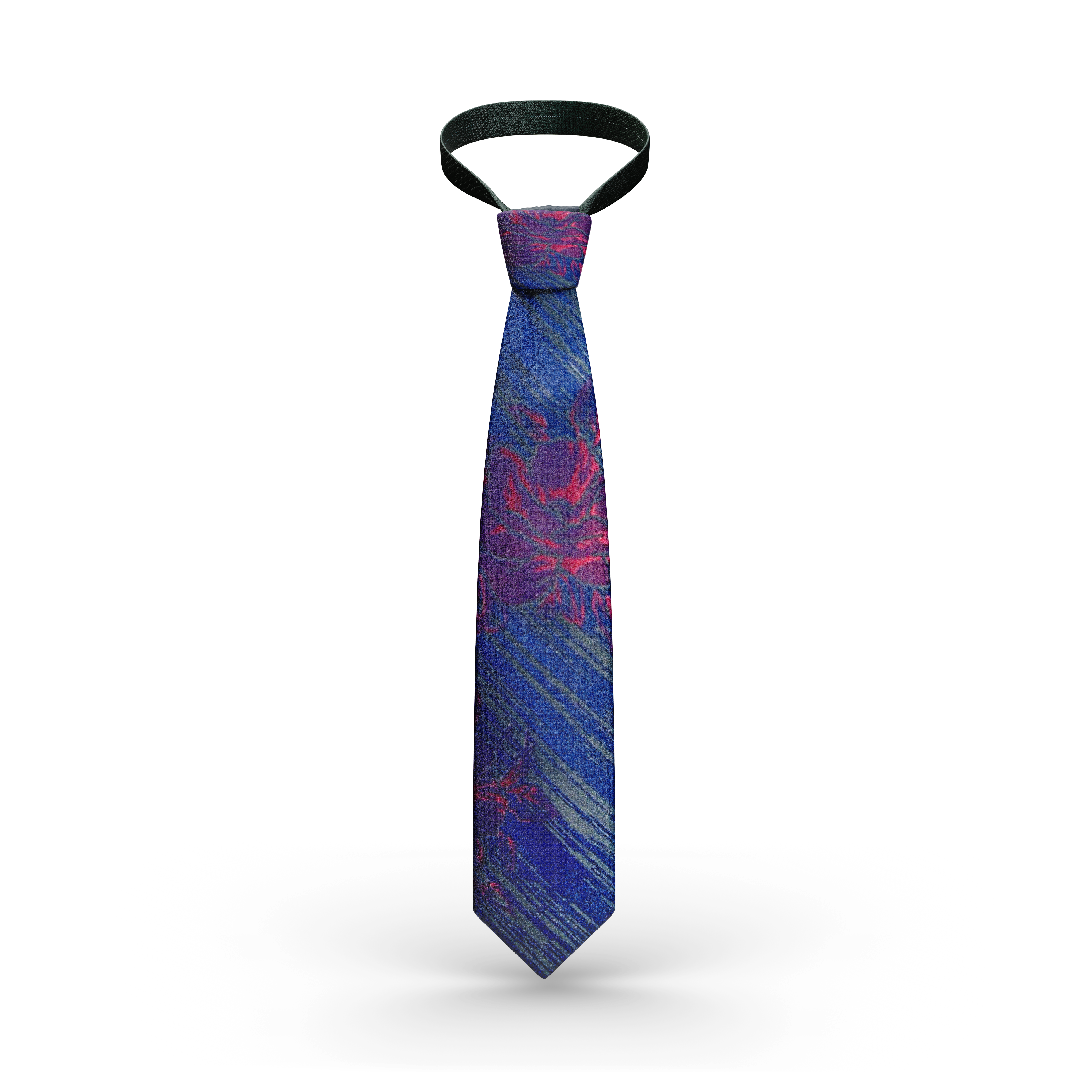 Elegant Bloom Navy Tie with Red Rose and Green Accents TIES Ph accessories Vercini