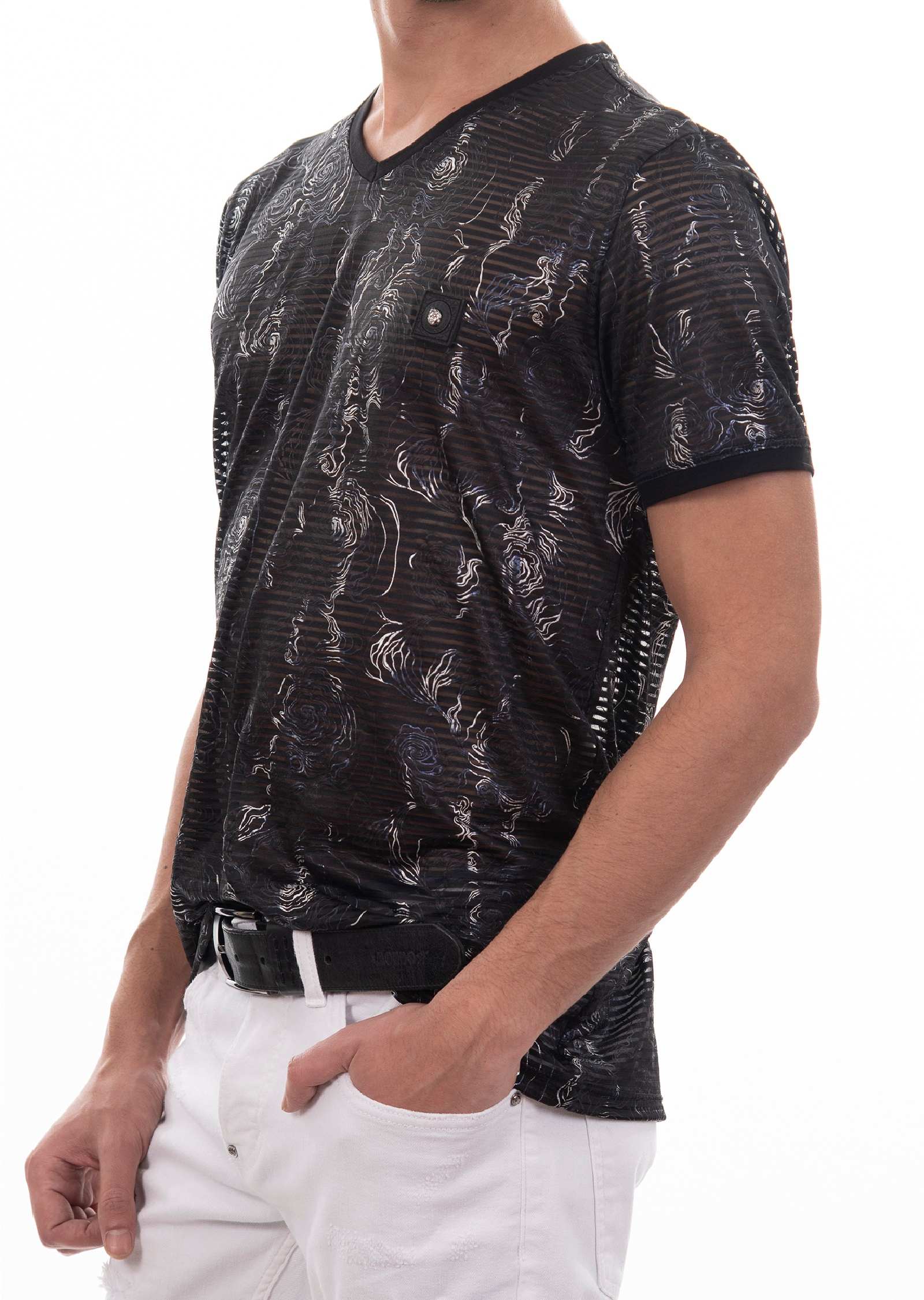 Mondo's Midnight Enigma Floral Foil Tee