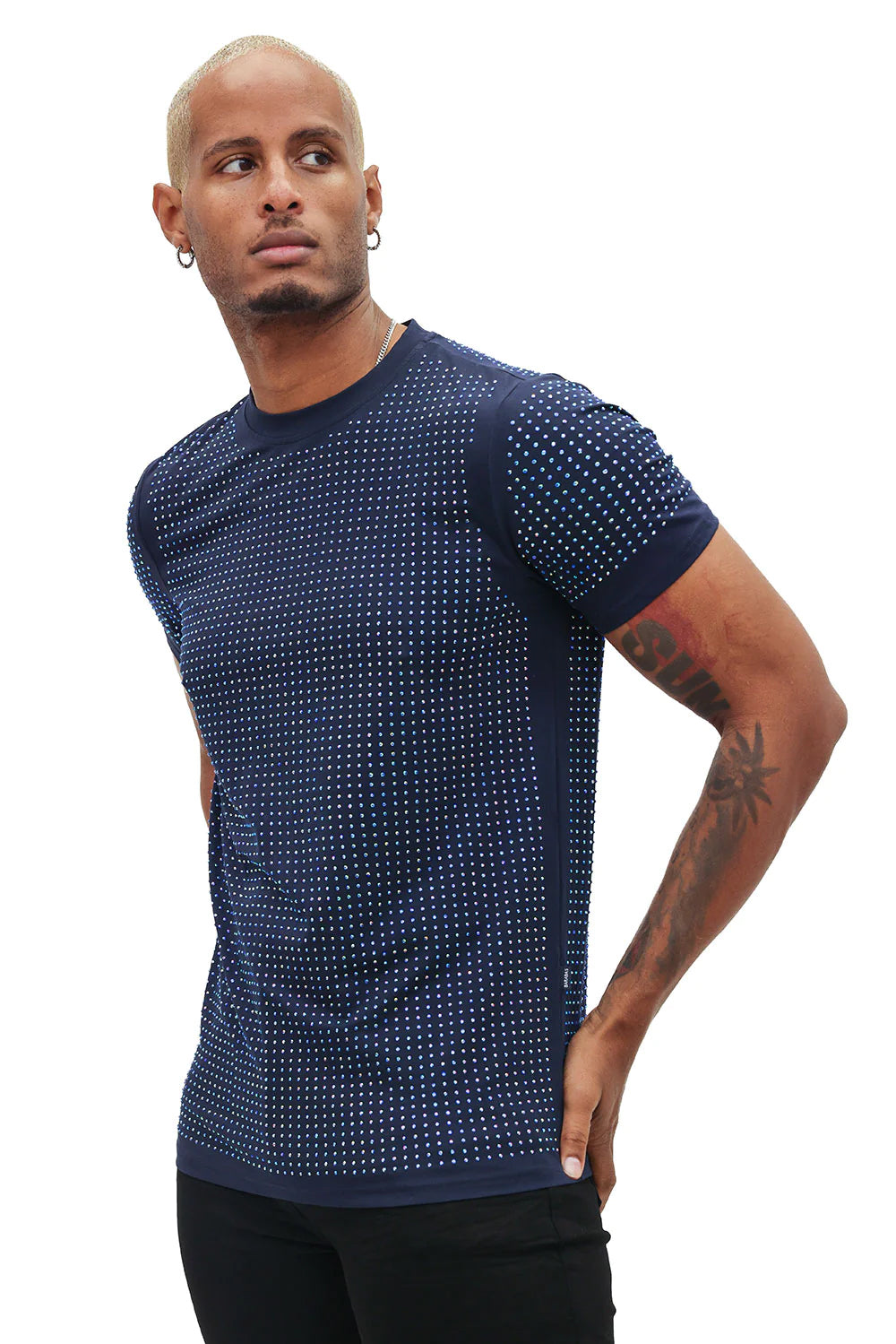 Gold Jewel Men's Navy Blue Crew-Neck T-Shirt