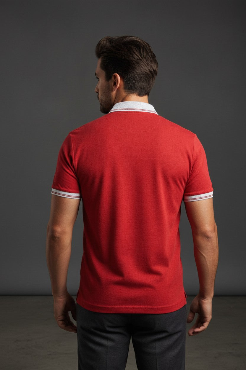 Men's Premium Zip Neck Textured Polo Shirt
