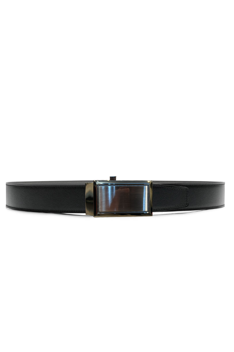 Classic Brushed Silver/GOLD Buckle Leather Belt