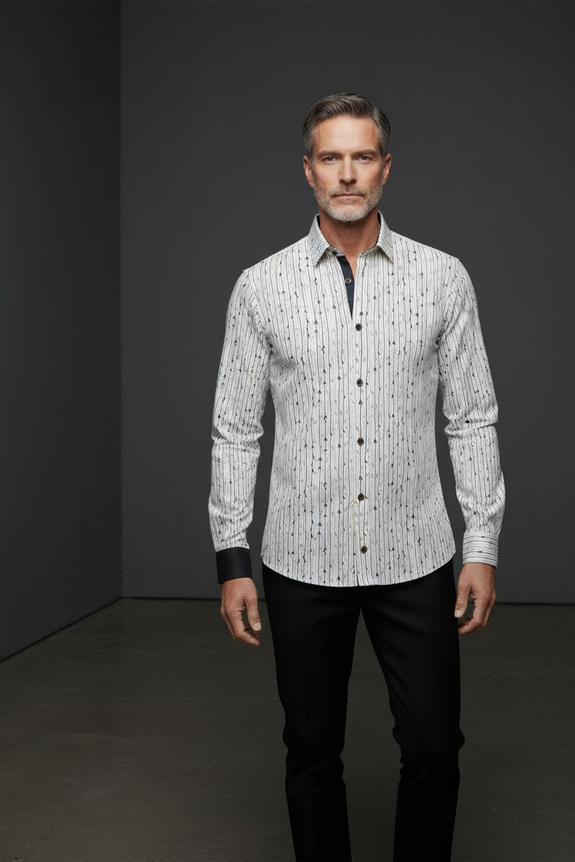 Vercini White & Brown Dress Shirt