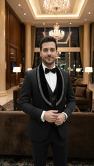 Men's Luxurious Velvet Tuxedo with Crystal Embellishments by Vercini