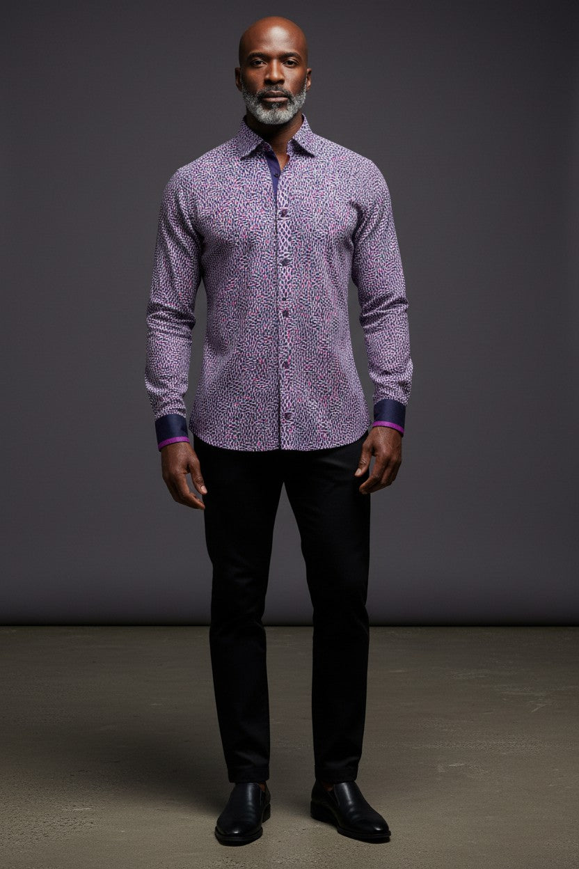Lavender Mosaic Artisanal Dress Shirt
