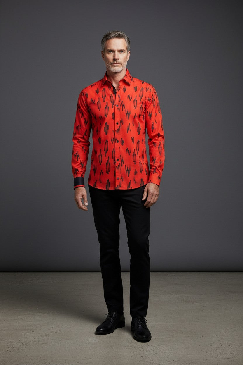 Crimson Rhythm Casual Shirt