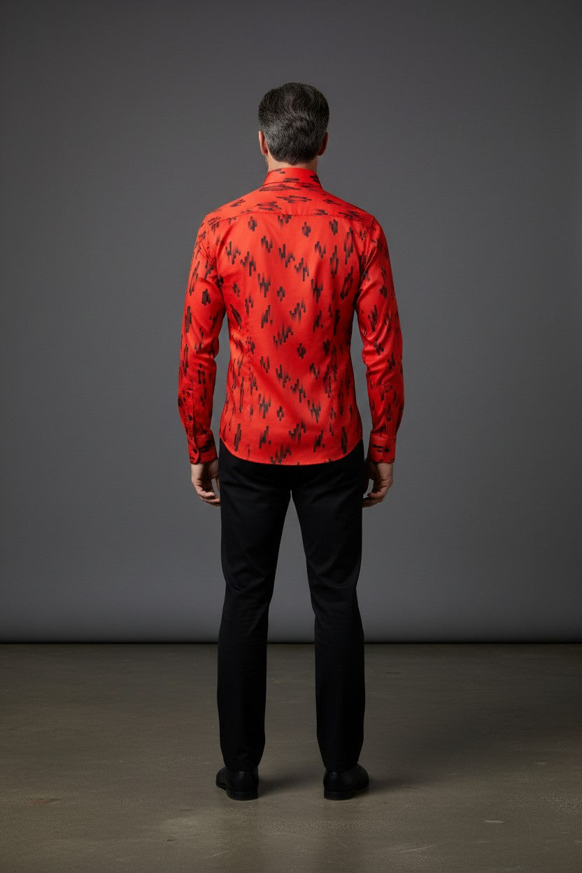 Crimson Rhythm Casual Shirt