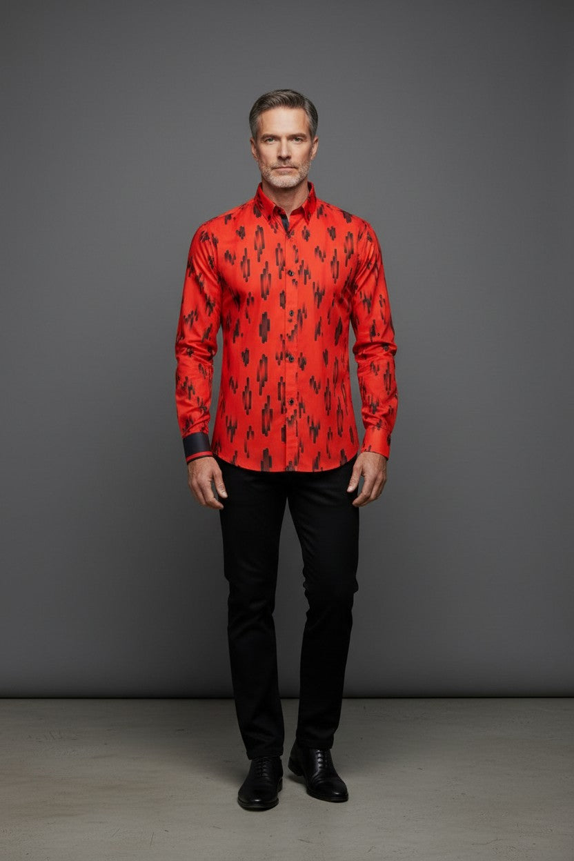 Crimson Rhythm Casual Shirt
