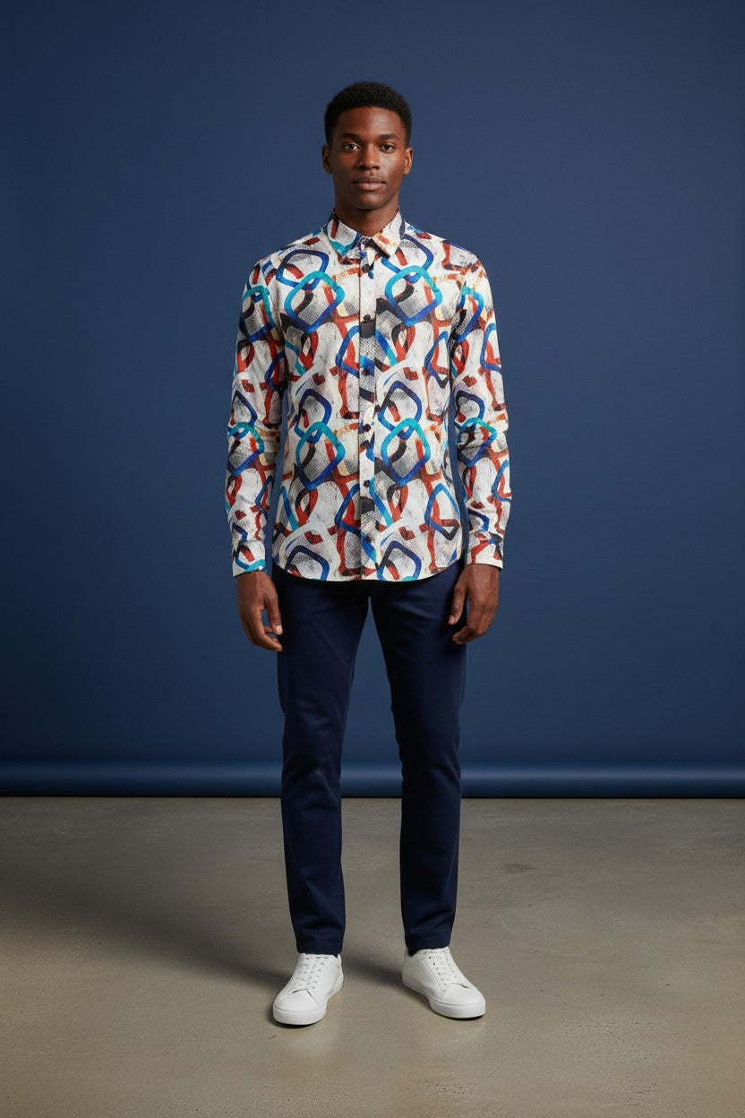 Urban Mosaic Casual Men's Shirt