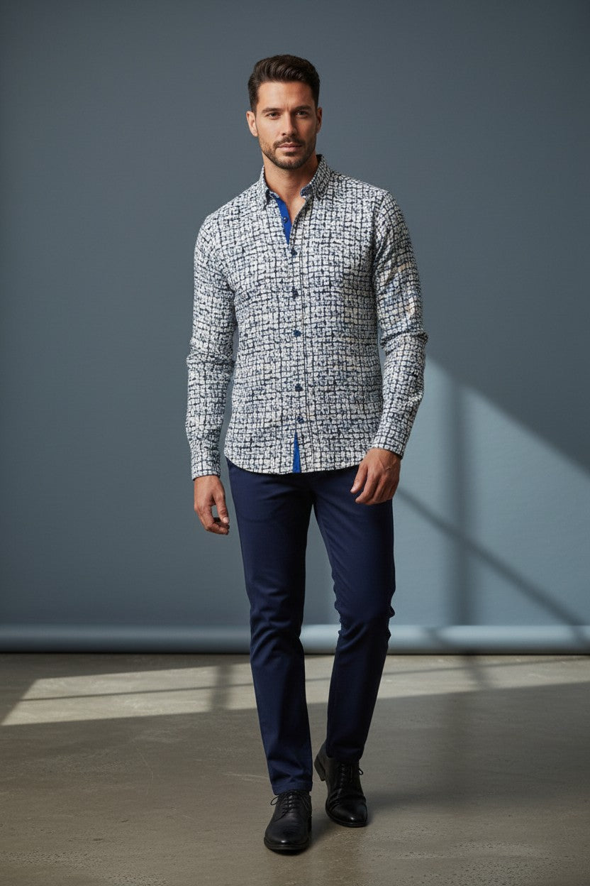 Geometric Symphony Button-Down casual Shirt