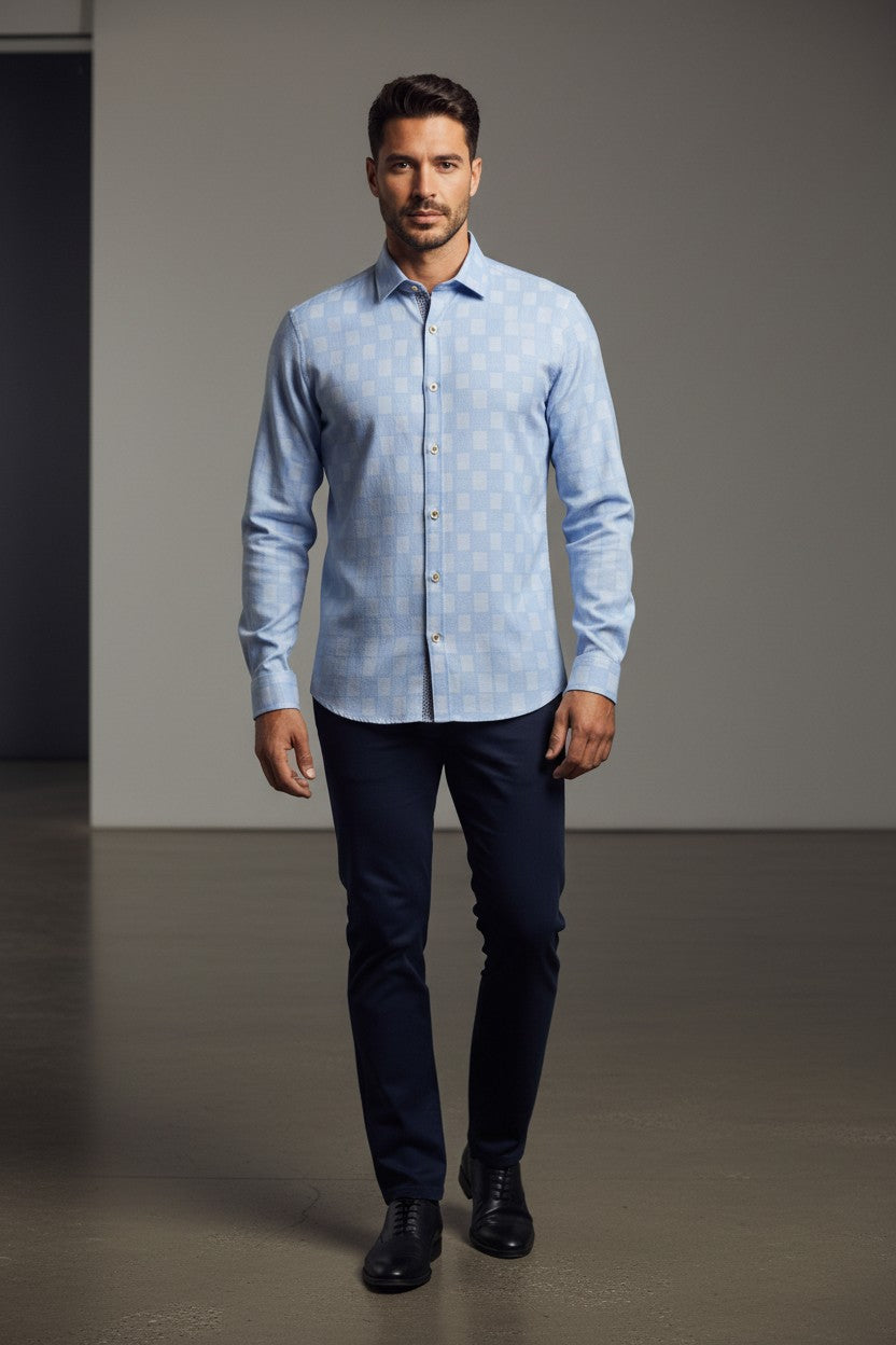 Sky Checker Gentleman's casual Shirt