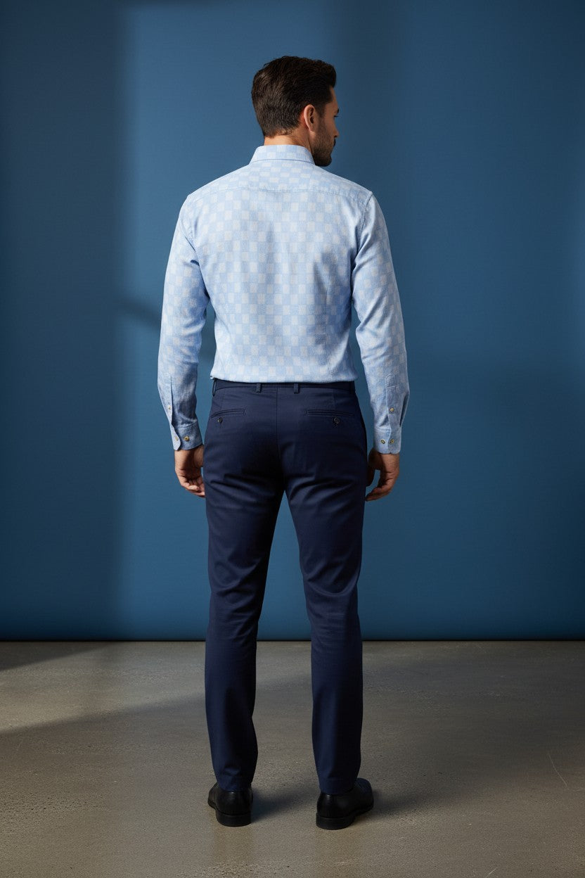 Sky Checker Gentleman's casual Shirt