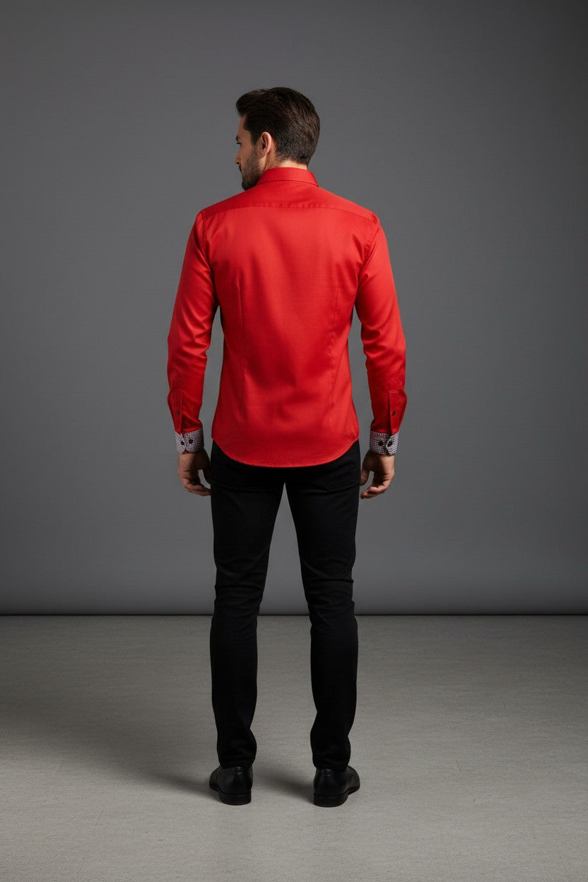 Crimson Confidence Men's Dress Shirt