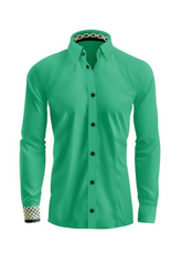 Emerald Enigma Polka Prestige Button-Up Shirt by Vercini