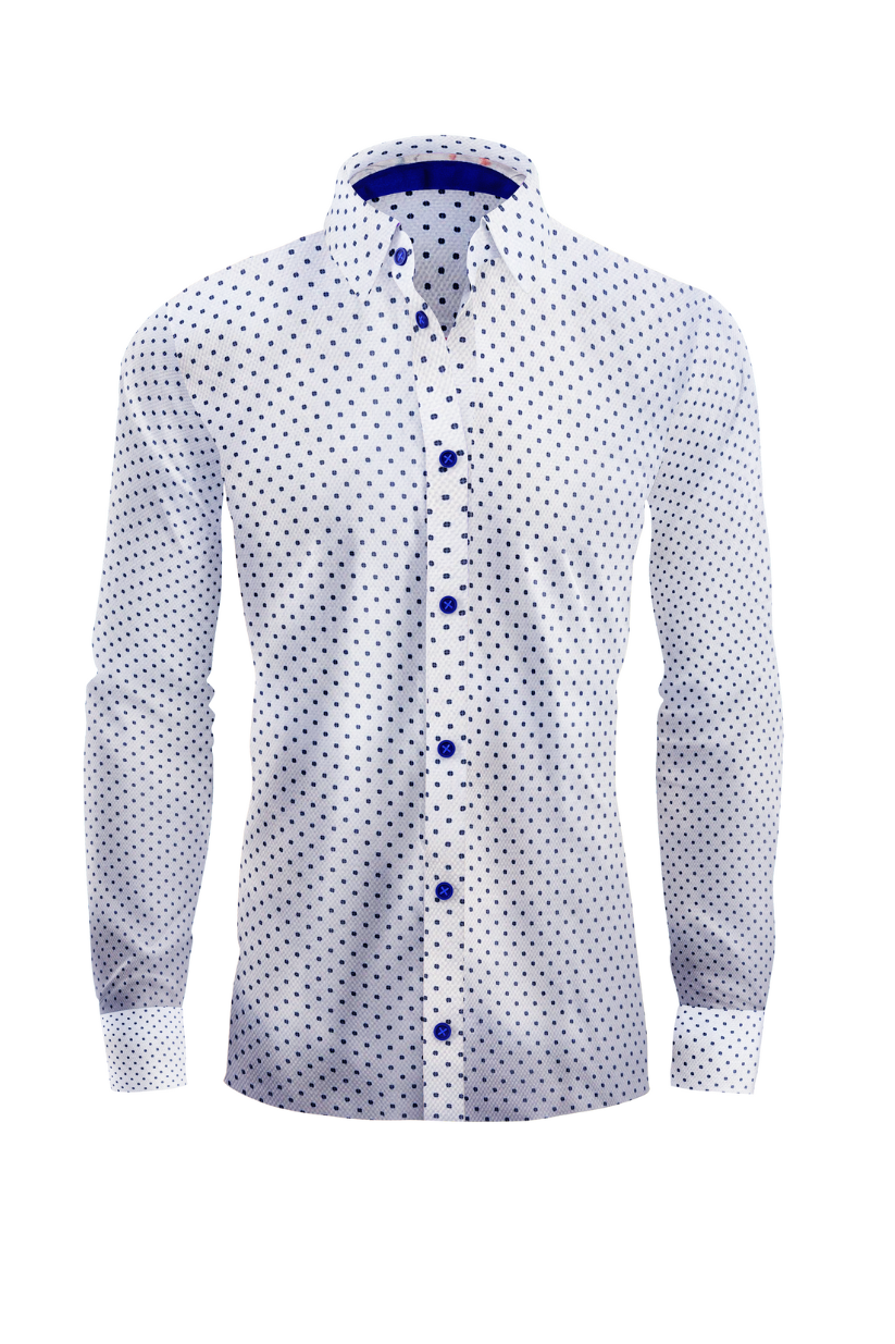 fitted lace wedding dress Elegant Turkish Cotton Polka Dot Dress Shirt in Classic White