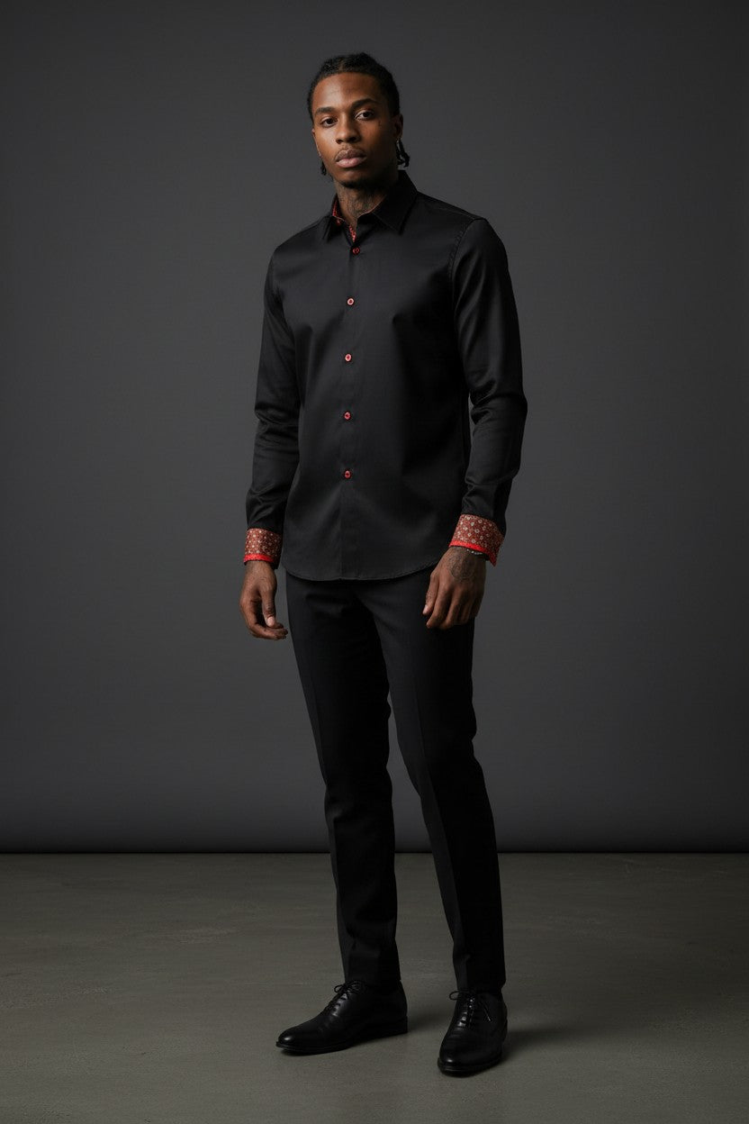 Crimson Elegance Executive Men's Dress Shirt