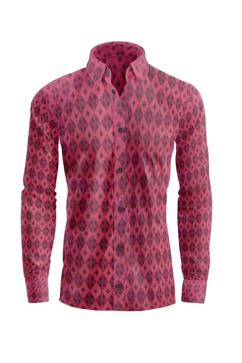Vercini Crimson Diamond Geometric Pattern Dress Shirt