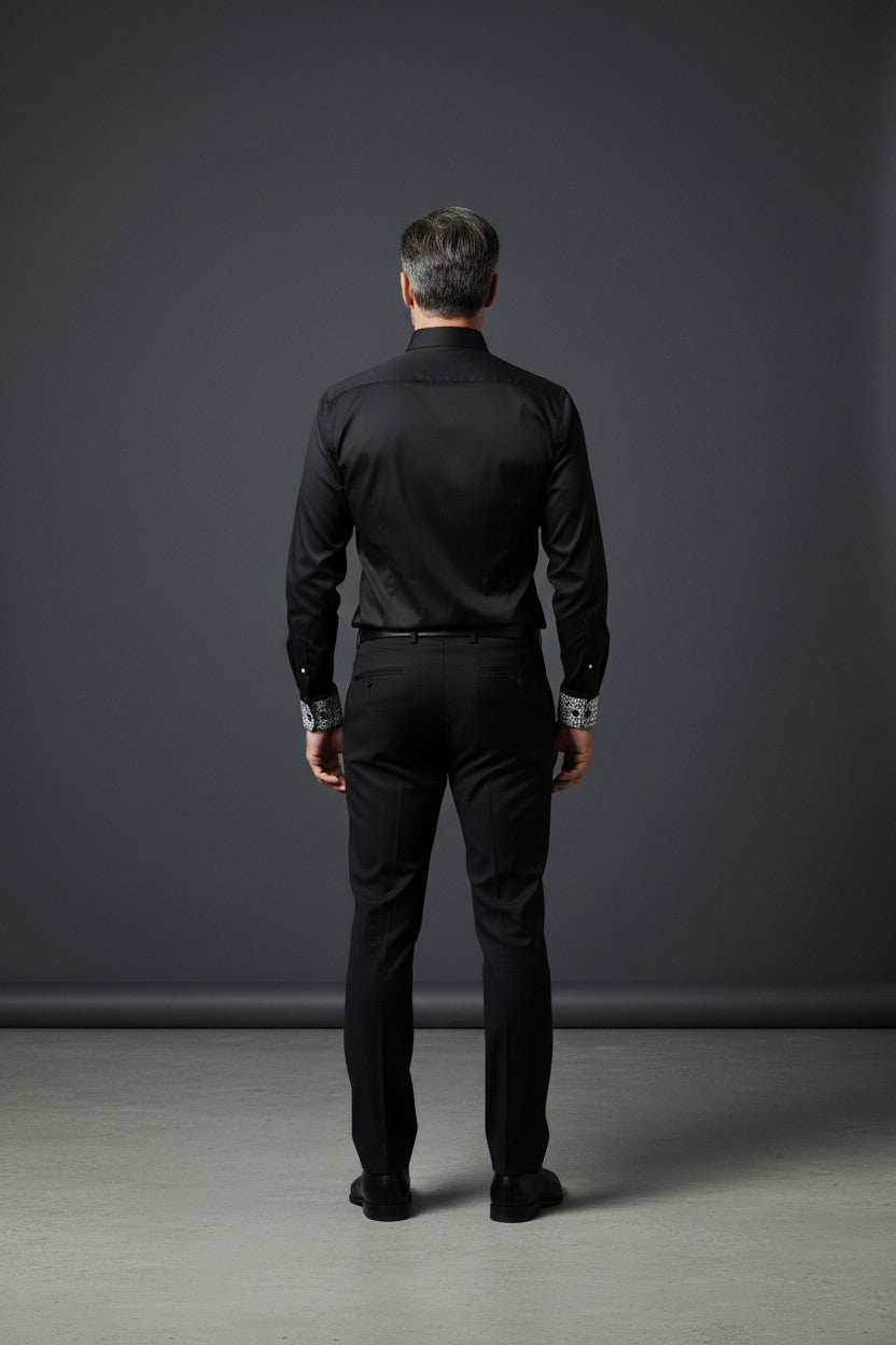 Monochrome Mosaic Prestige Men's Black Dress Shirt