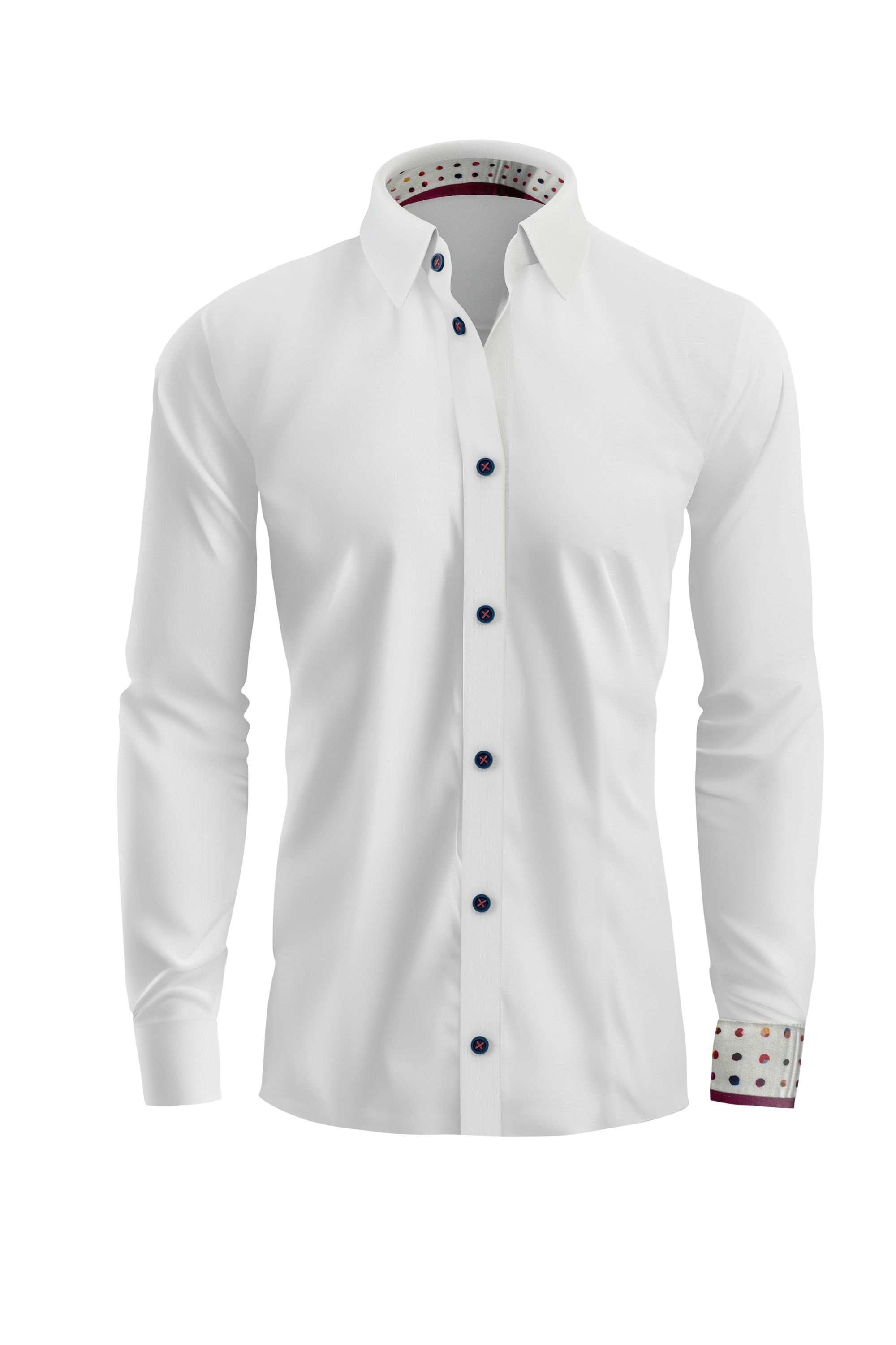 Vercini White Shirt with Patterned Cuff