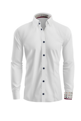 Vercini White Shirt with Patterned Cuff