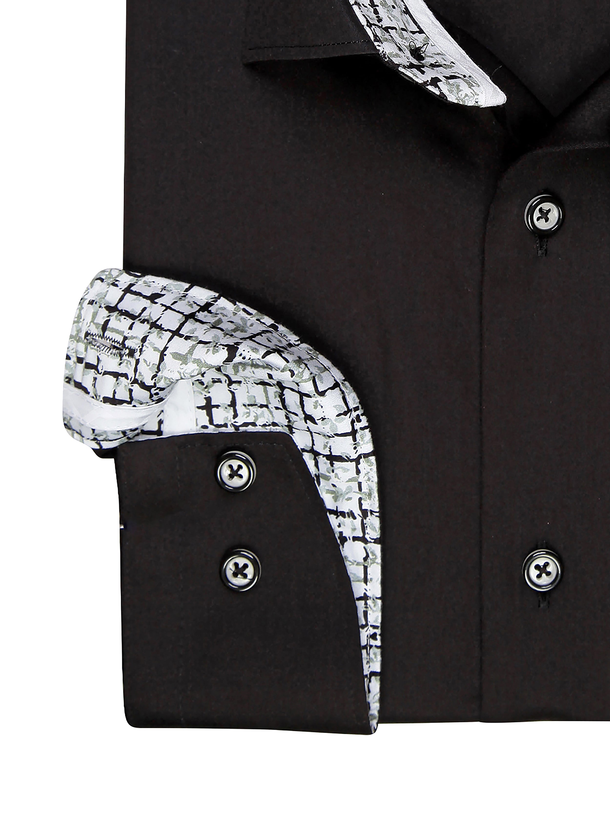 Monochrome Mosaic Prestige Men's Black Dress Shirt