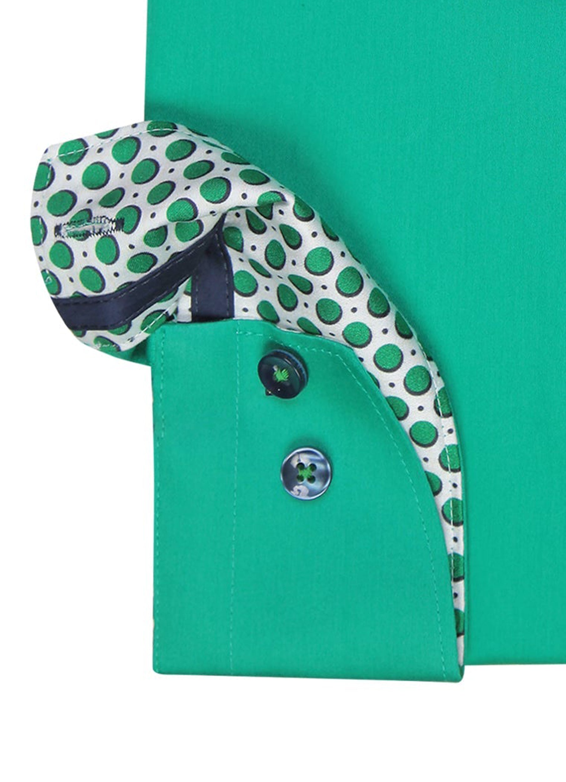 Emerald Enigma Polka Prestige Button-Up Shirt by Vercini