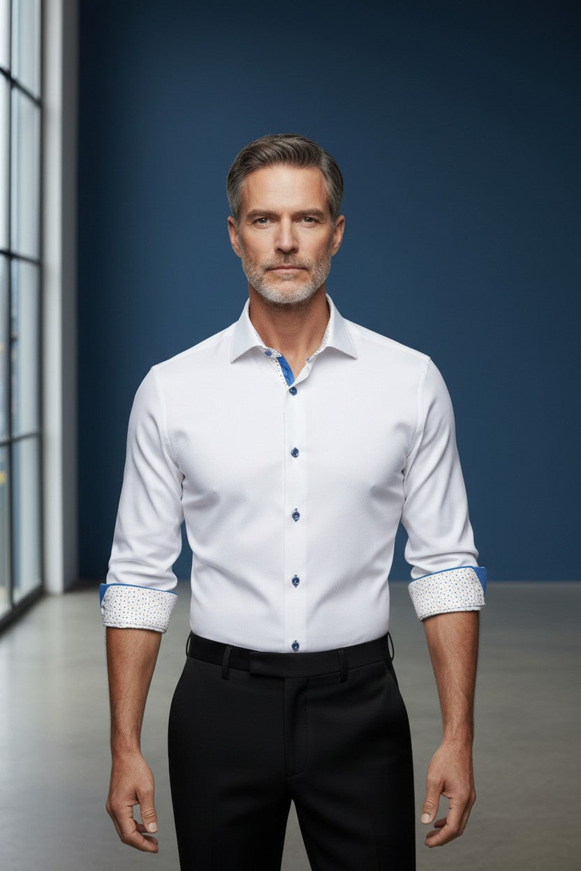 Spectrum Dot Tailored White Dress Shirt