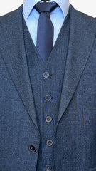 Vercini Modern Elegance Navy - Terra Jacquard 3-Piece Suit