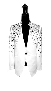 Tears in Heaven Black and Gold Rhinestone Slim Fit Dinner Blazer BLAZERS Blazer Collection Vercini