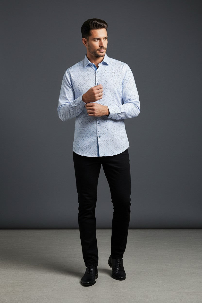 Vercini Summer Breeze Micro-Pattern Dress Shirt with Pastel Accents