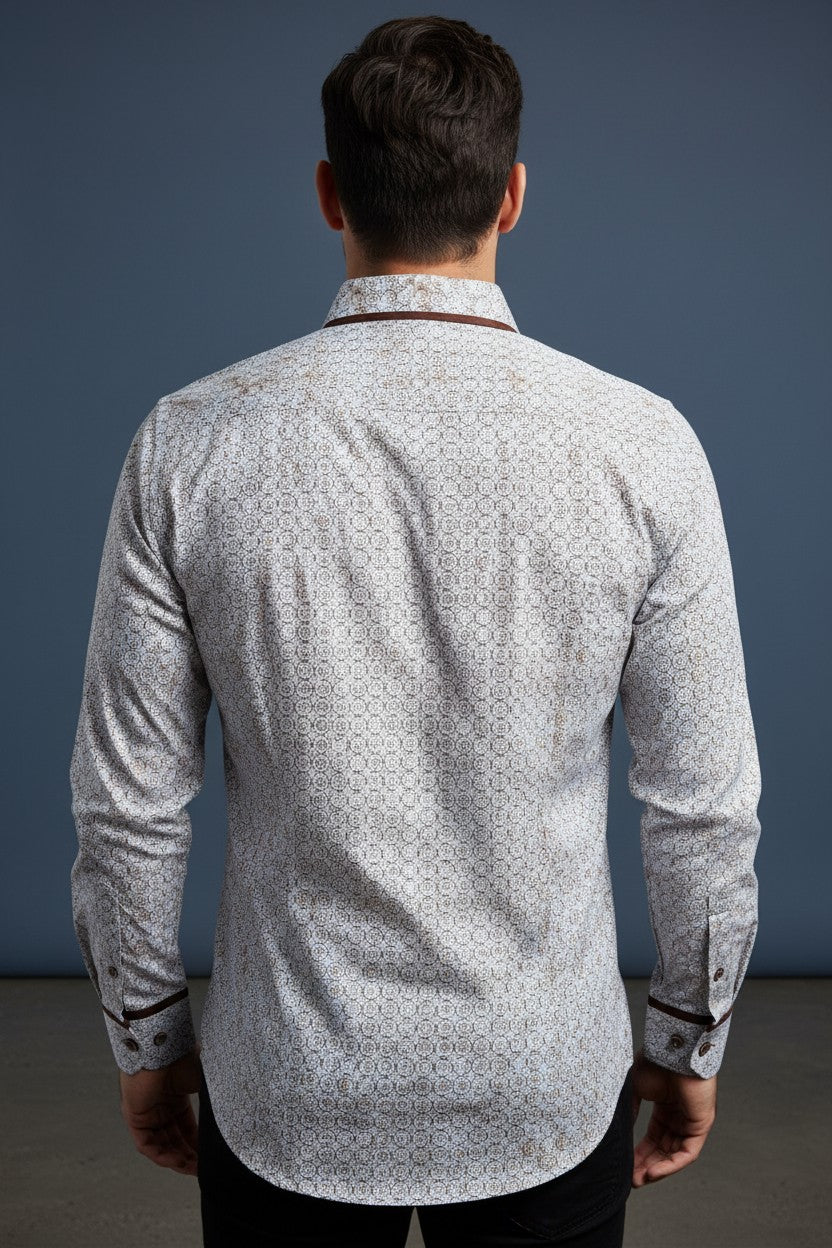 Vercini White Ditsy Floral Slim Fit Dress Shirt — Liberty Edition