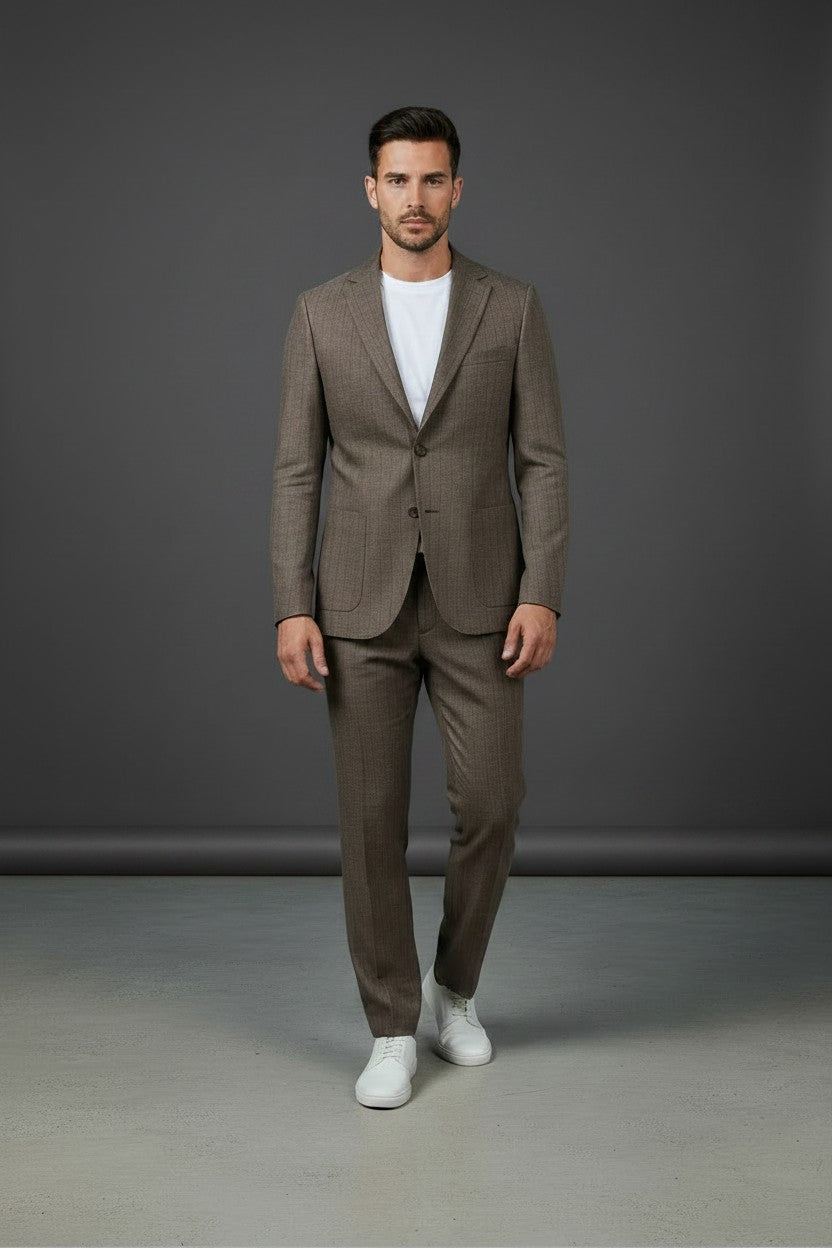 ( IN PRODUCTION ) Two-Piece Suit in Warm Taupe