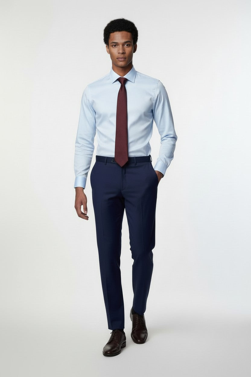 V Slim Fit Dress Shirt with French Cuff Option and Standard Buttons