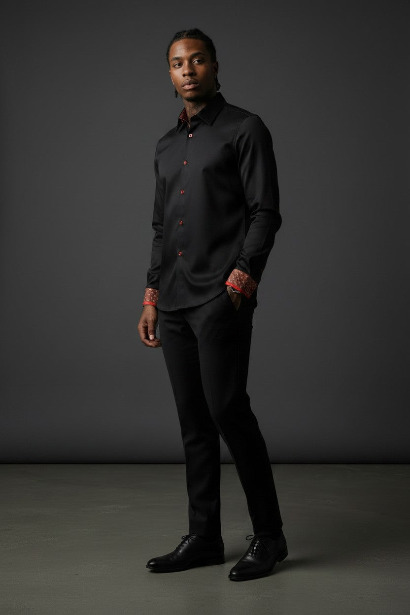 Crimson Elegance Executive Men's Dress Shirt