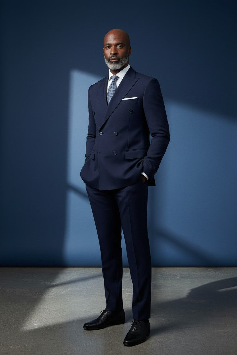 VERCINI Men's Double-Breasted Suit Sharp Style, Clean Fit A well-structured double-breasted